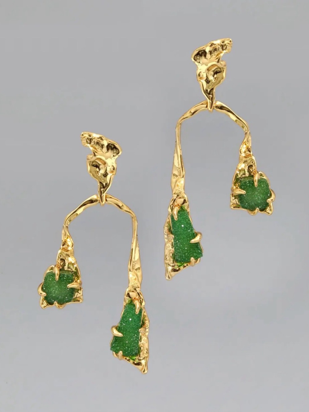 NEW Alexis Bittar Mobile Balance Earrings Druzy Green Gold SB07